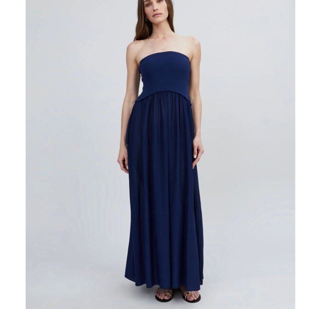 SOLID & STRIPED Strapless Soglio Dress in French Navy Blue, size XS